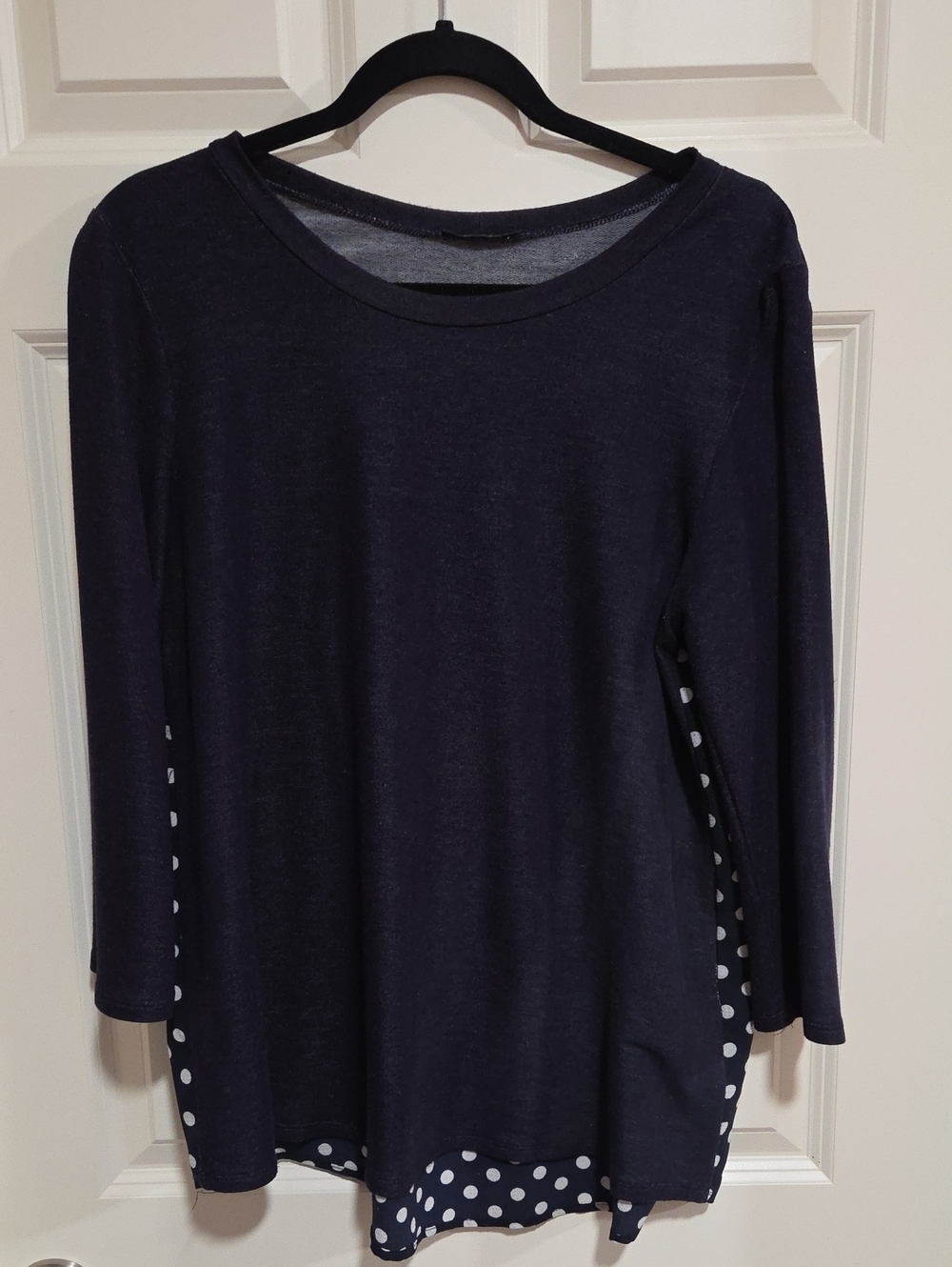 Papermoon Navy Long-Sleeve Polka Dot Hem Layered Top